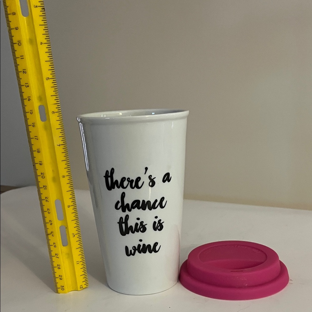 Charming Charlie White Mug with Pink Lid